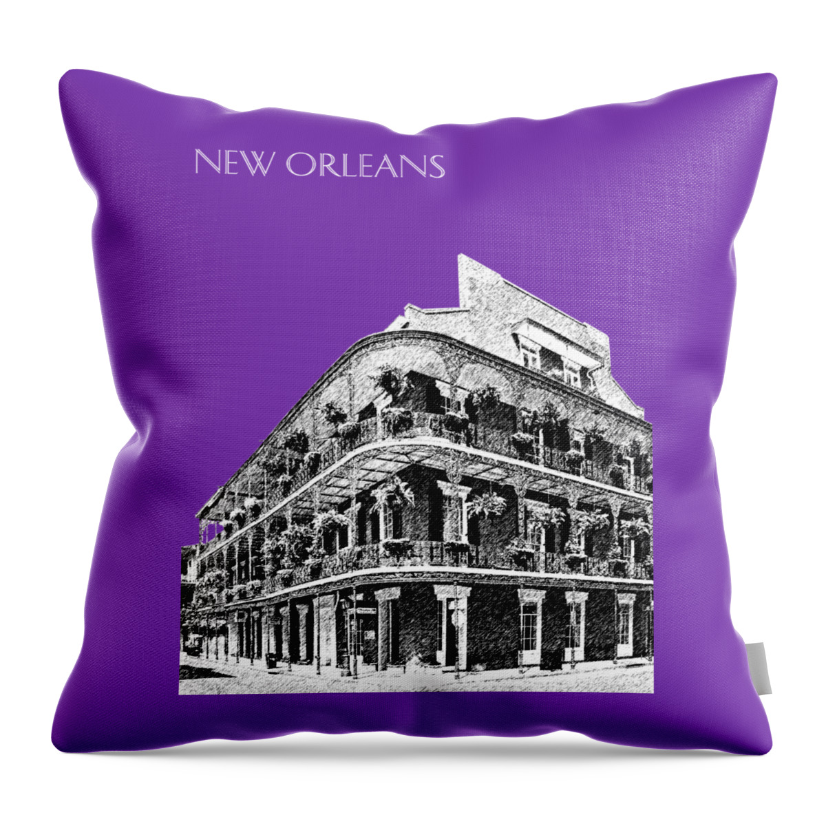 Architecture Throw Pillow featuring the digital art New Orleans Skyline French Quarter - Silver by DB Artist