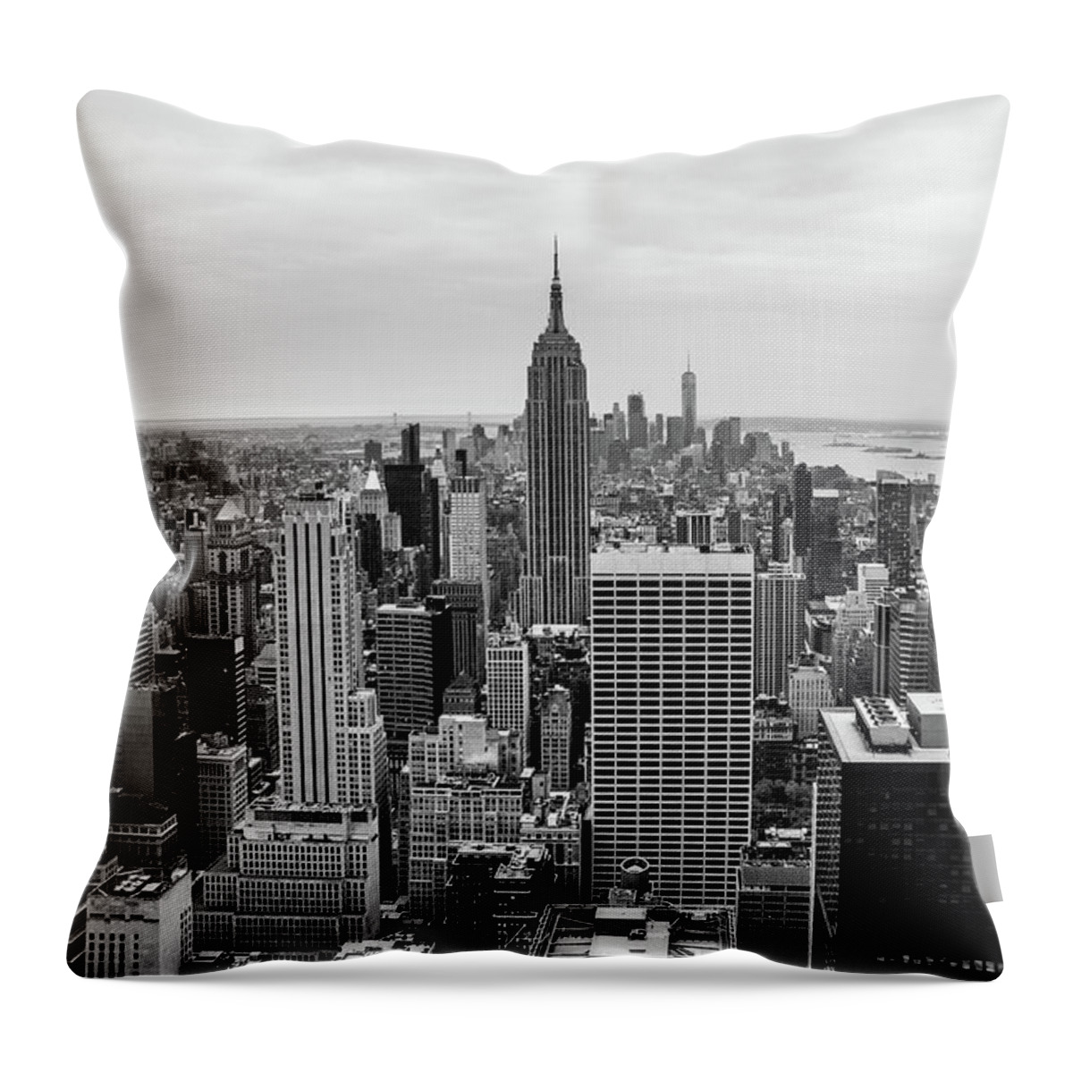 Black And White Throw Pillow featuring the photograph New York Skyscrapers by Vicki Walsh