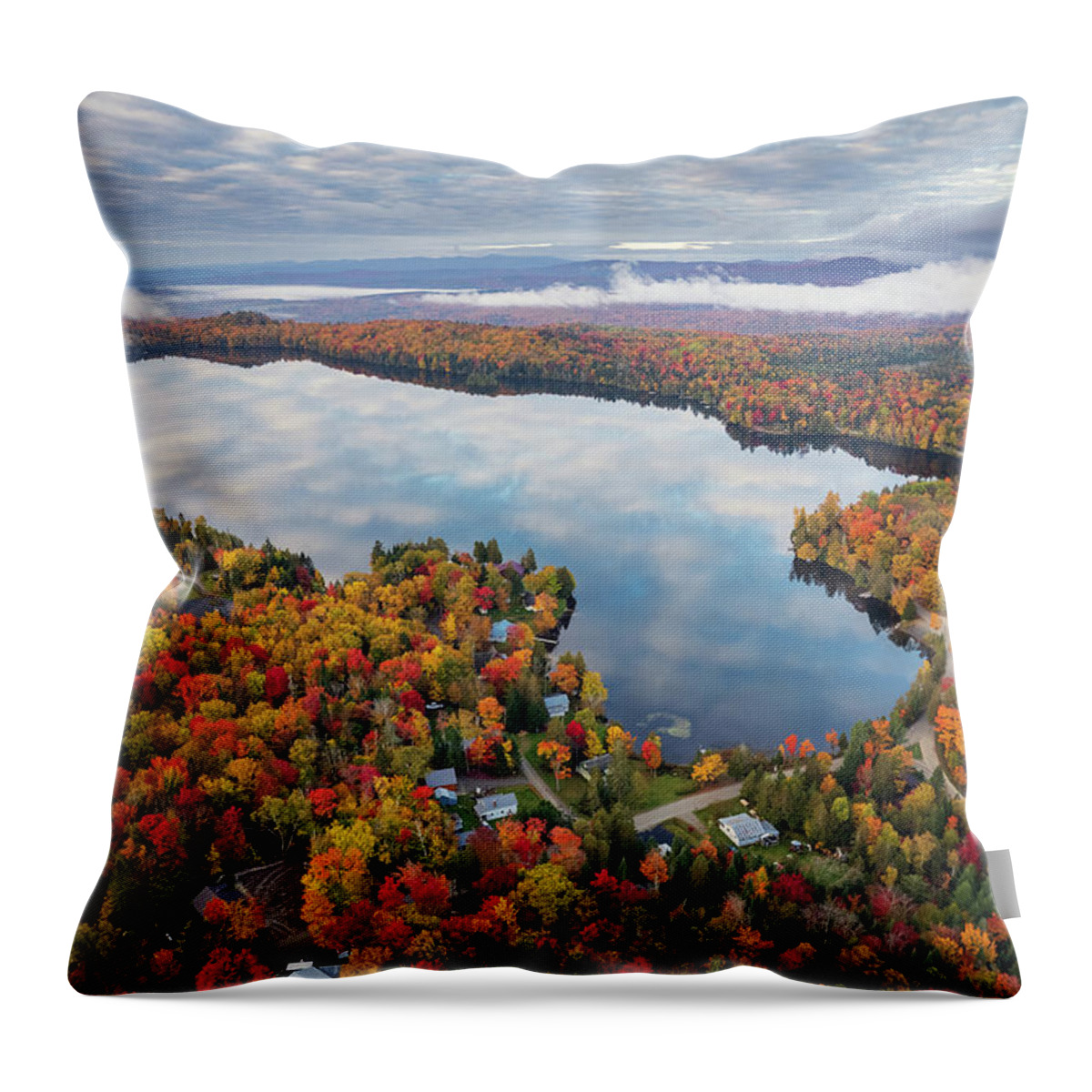  Throw Pillow featuring the photograph Newark Pond Vermont Fall Reflection #3 by John Rowe