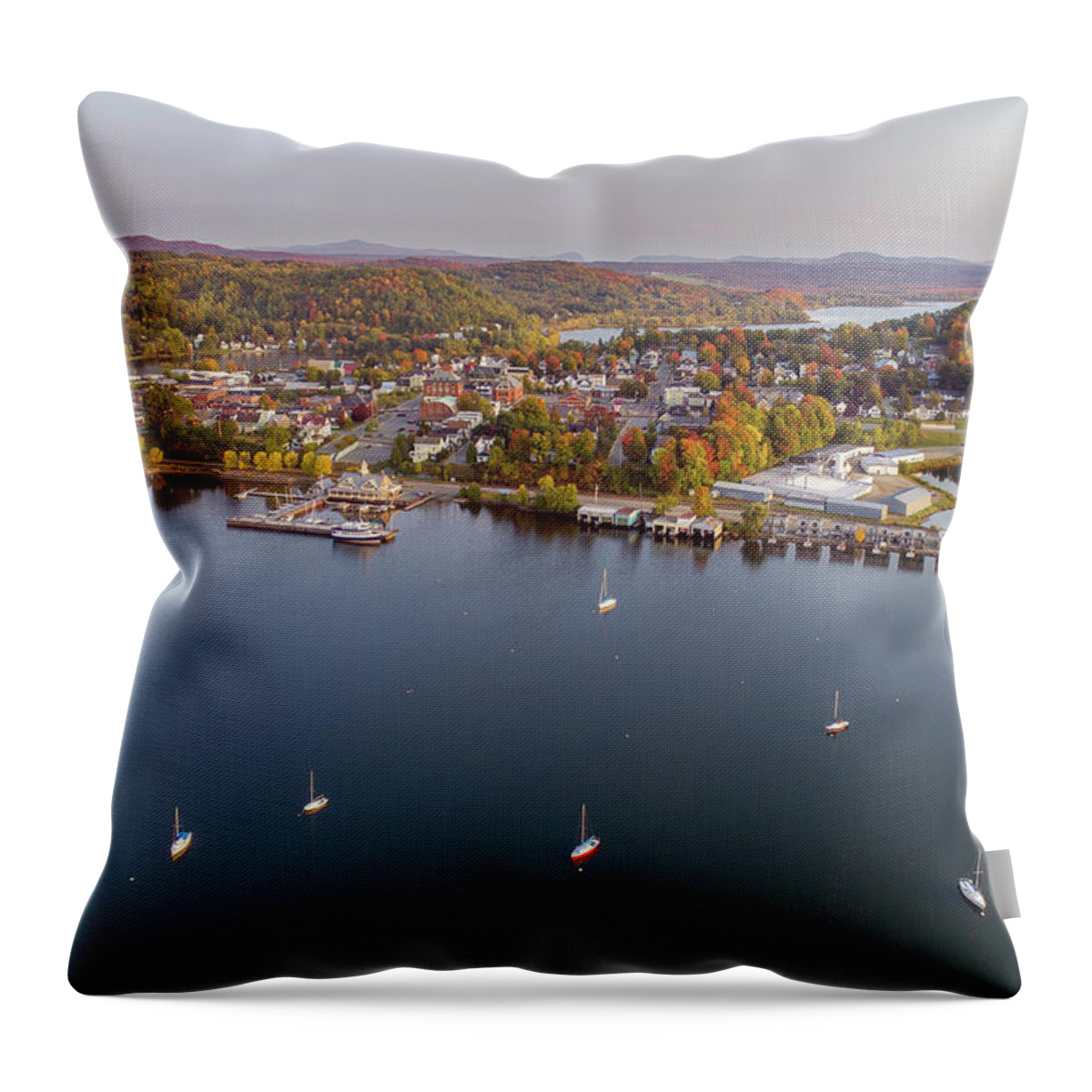 Fall Throw Pillow featuring the photograph Newport Vermont Waterfront 2020 by John Rowe