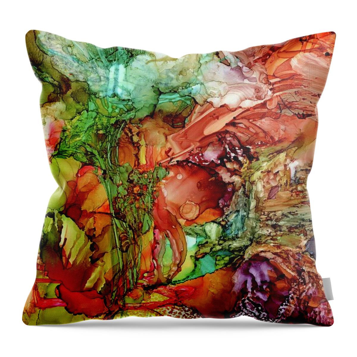 Flow Throw Pillow featuring the painting Next Stop...Paradise by Angela Marinari