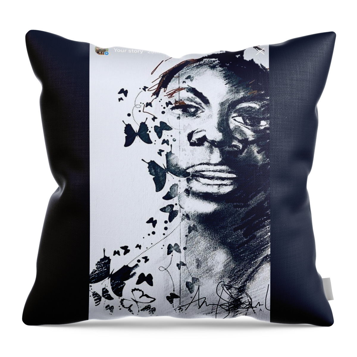  Throw Pillow featuring the mixed media Nina by Angie ONeal