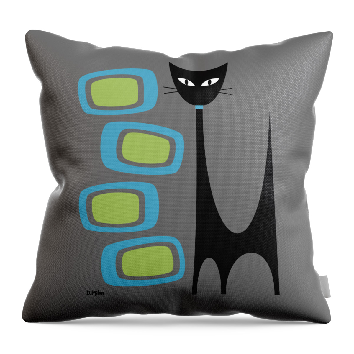 Atomic Throw Pillow featuring the digital art No Background Atomic Cat Blue Green by Donna Mibus