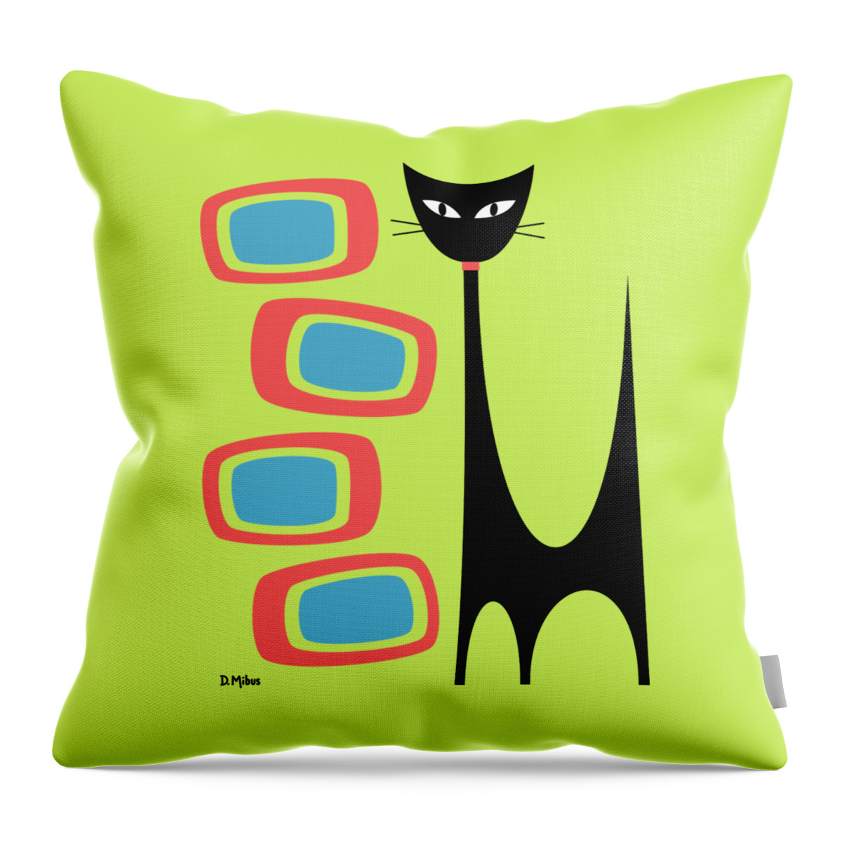 Atomic Throw Pillow featuring the digital art No Background Atomic Cat Blue Pink by Donna Mibus