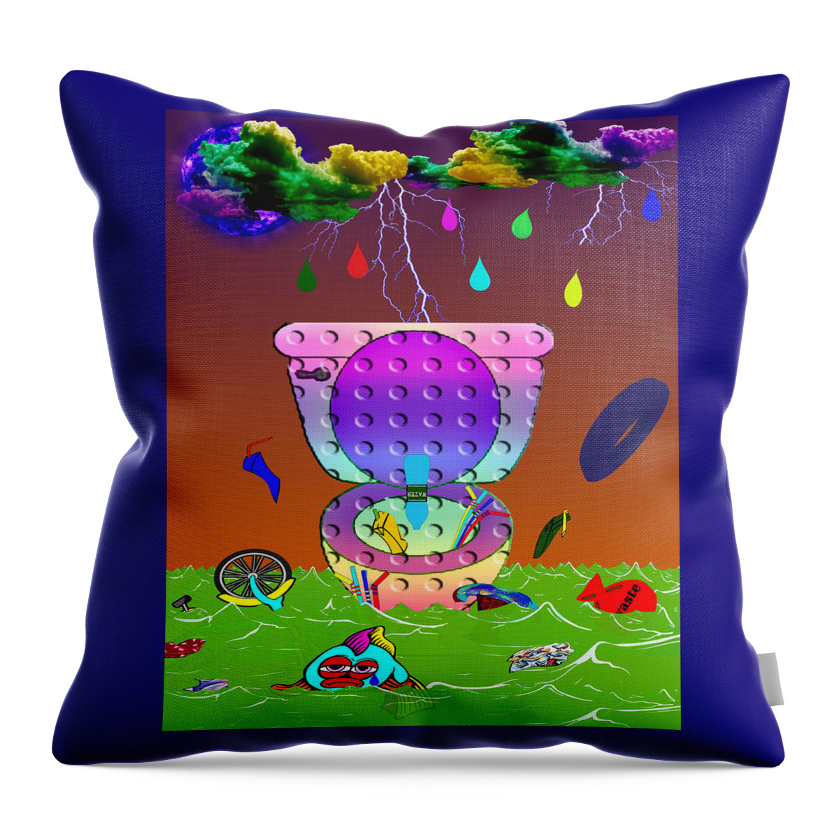 Digital Throw Pillow featuring the digital art No Dumping Please by Ronald Mills