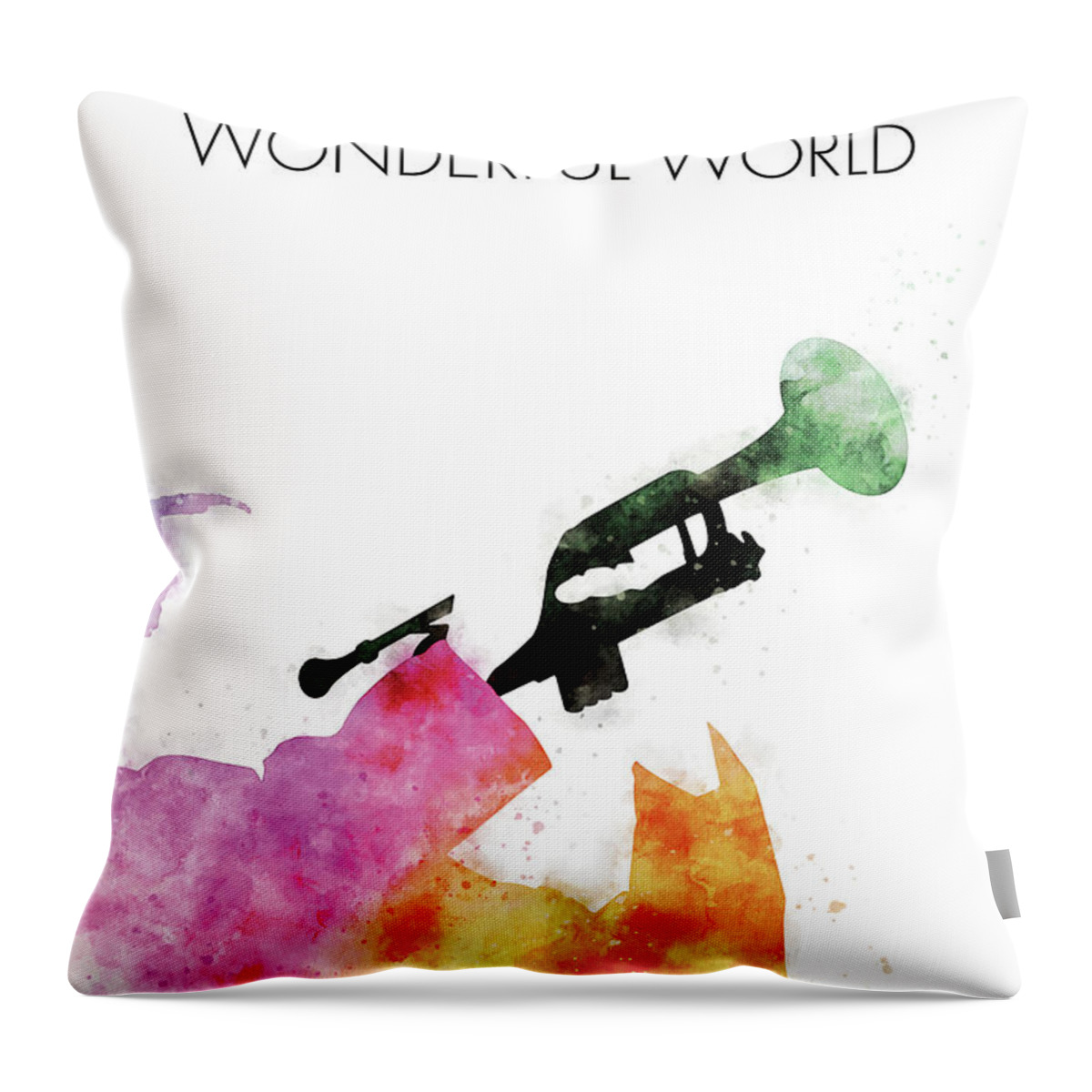 Louis Throw Pillow featuring the digital art No012 MY LOUIS ARMSTRONG Watercolor Music poster by Chungkong Art