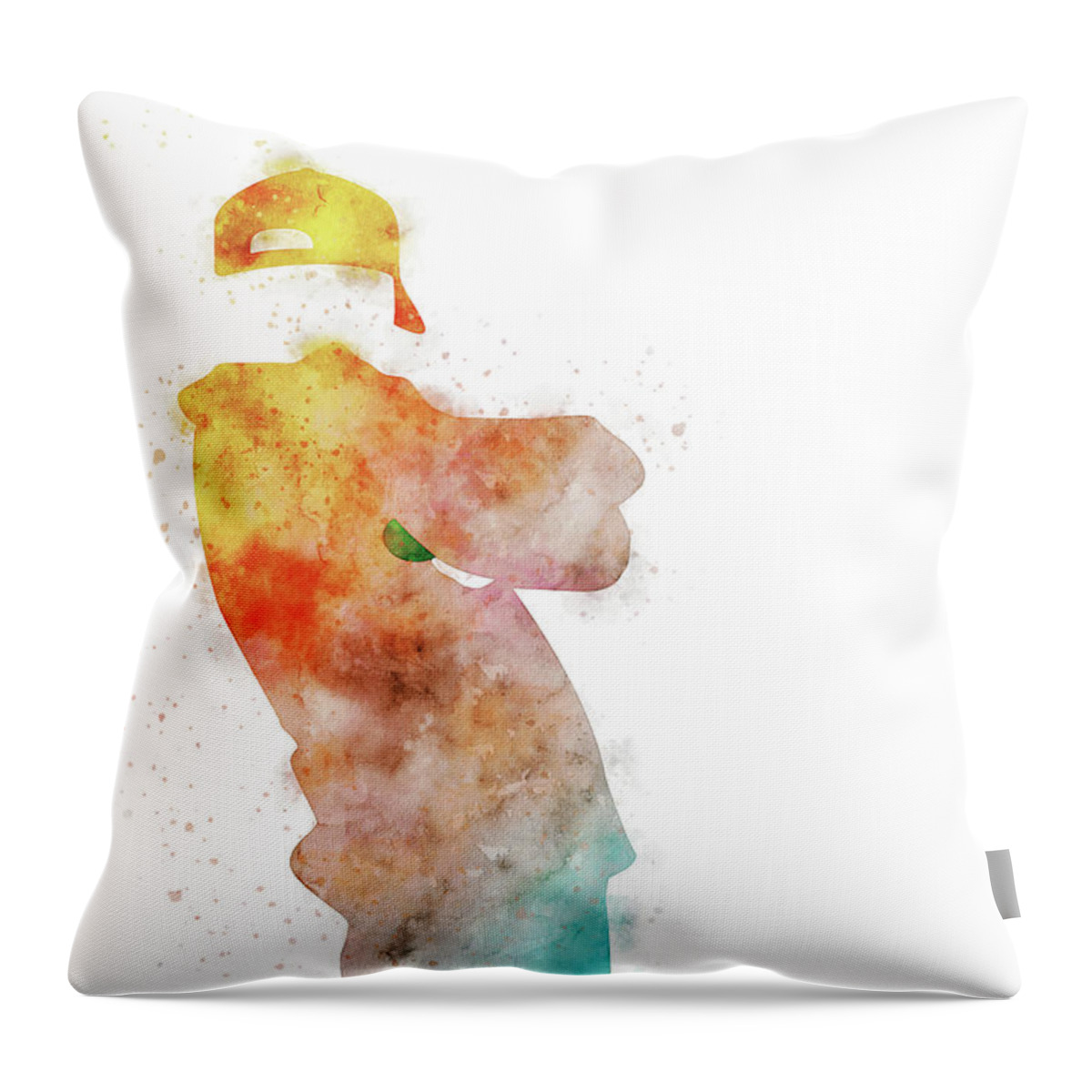 Beastie Throw Pillow featuring the digital art No025 MY BEASTIE BOYS Watercolor Music poster by Chungkong Art