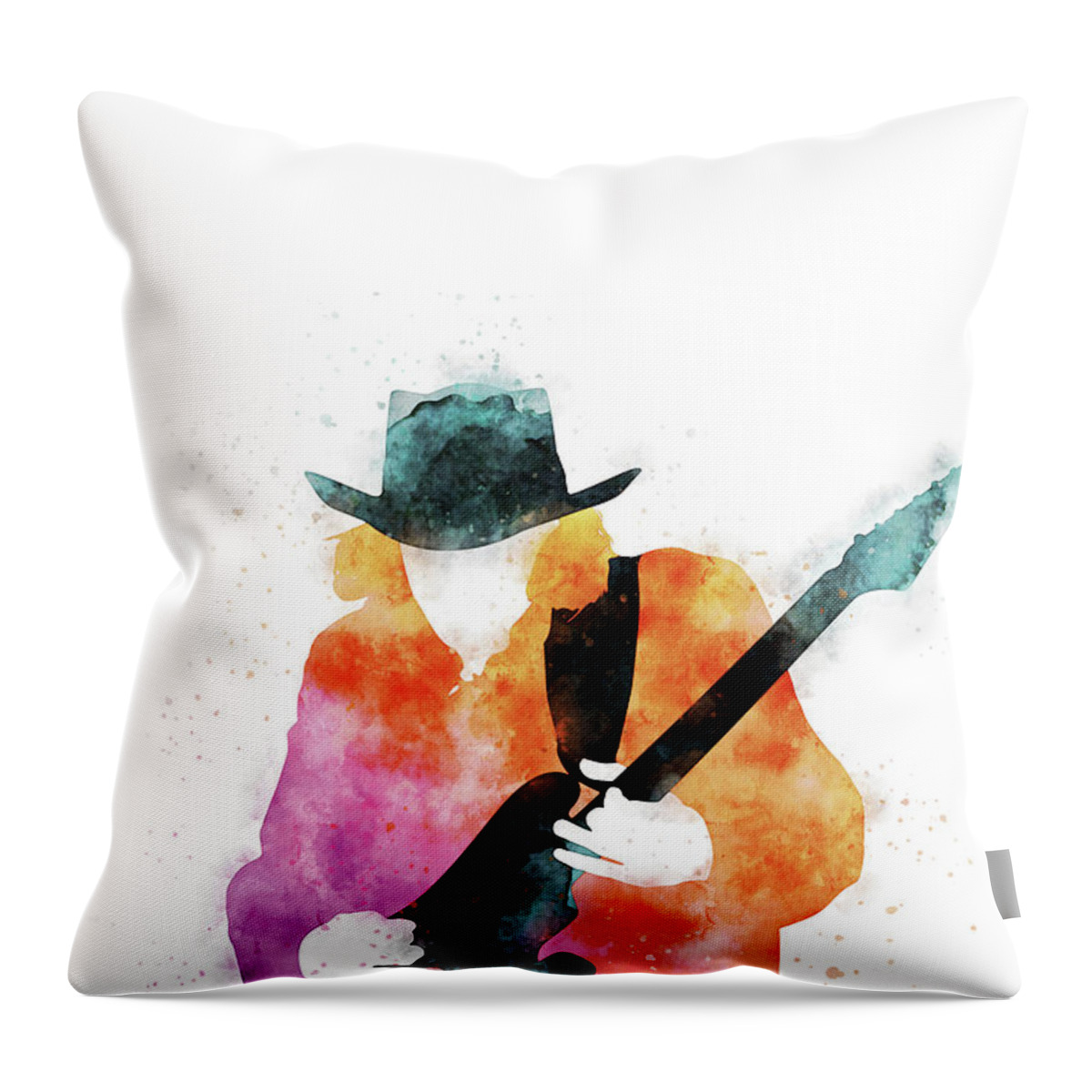 Stevie Throw Pillow featuring the digital art No087 MY Stevie Ray Vaughan Watercolor Music poster by Chungkong Art