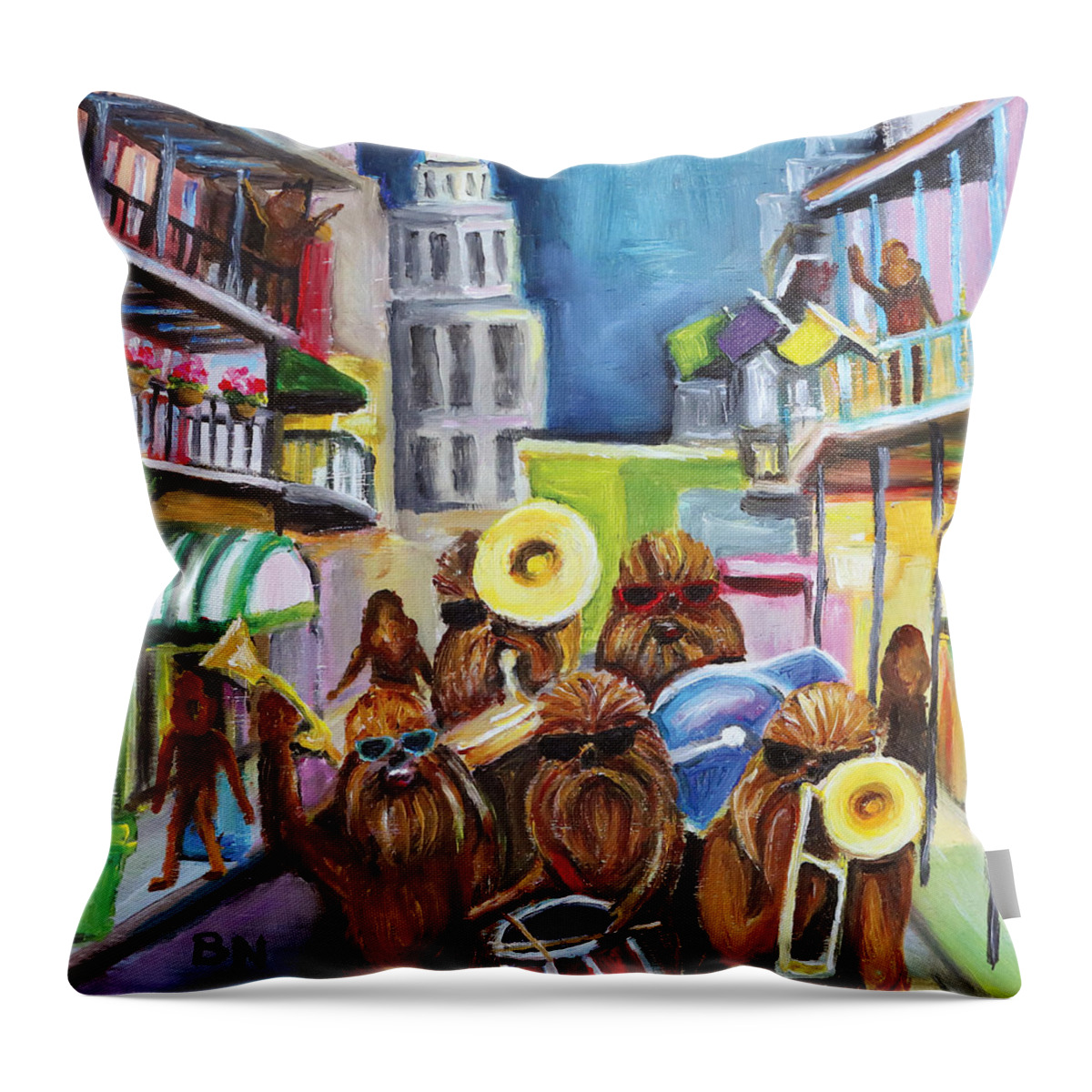 Nolaween Throw Pillow featuring the painting Nolaween by Barbara Noel