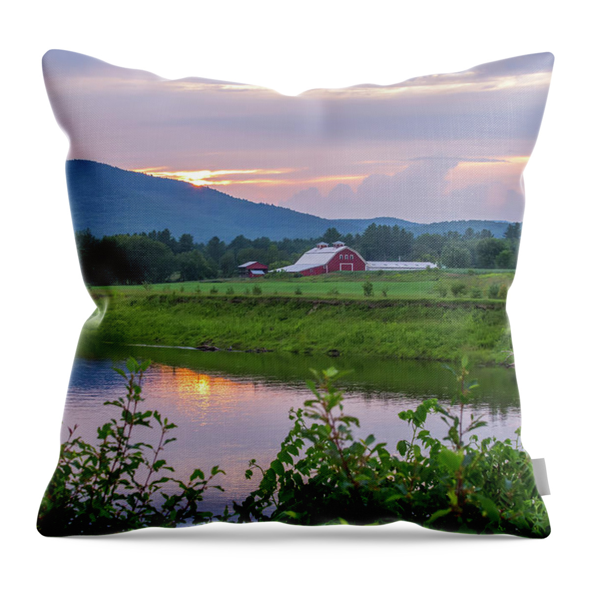 North Throw Pillow featuring the photograph North Country Barn Sunset by Chris Whiton