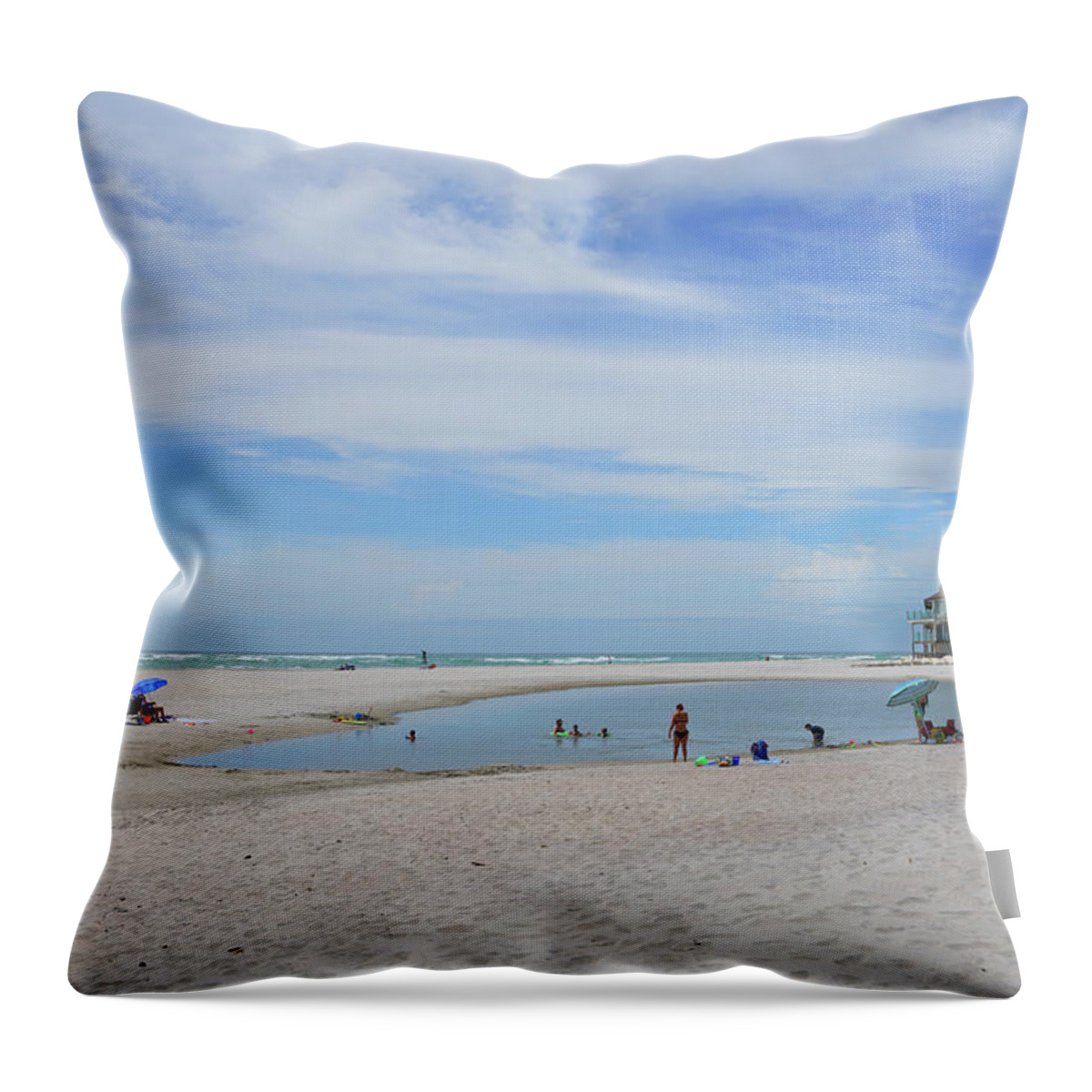 Beach Scene Throw Pillow featuring the photograph North Topsail Island Beach by Mike McGlothlen