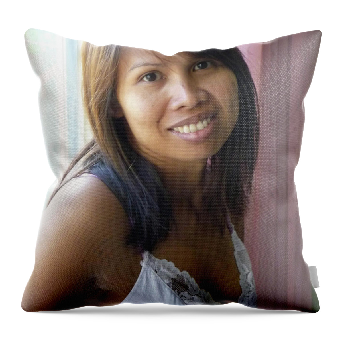 Asian Throw Pillow featuring the photograph Not the girl next door by Jeremy Holton