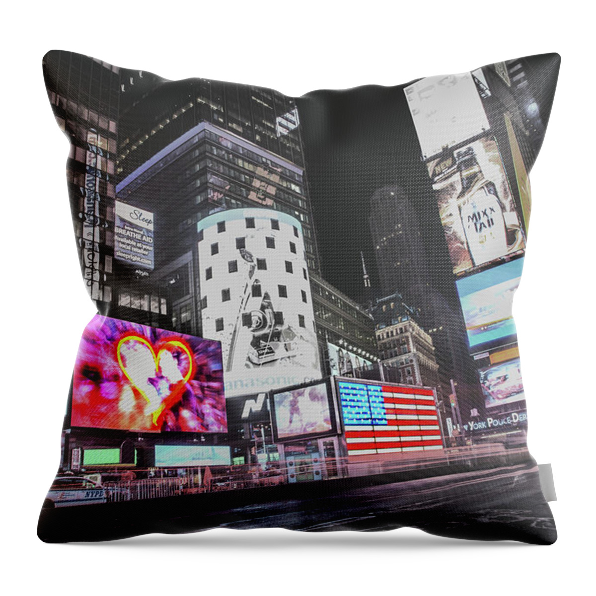 Times Square Throw Pillow featuring the photograph Love And Unity In The USA by Az Jackson