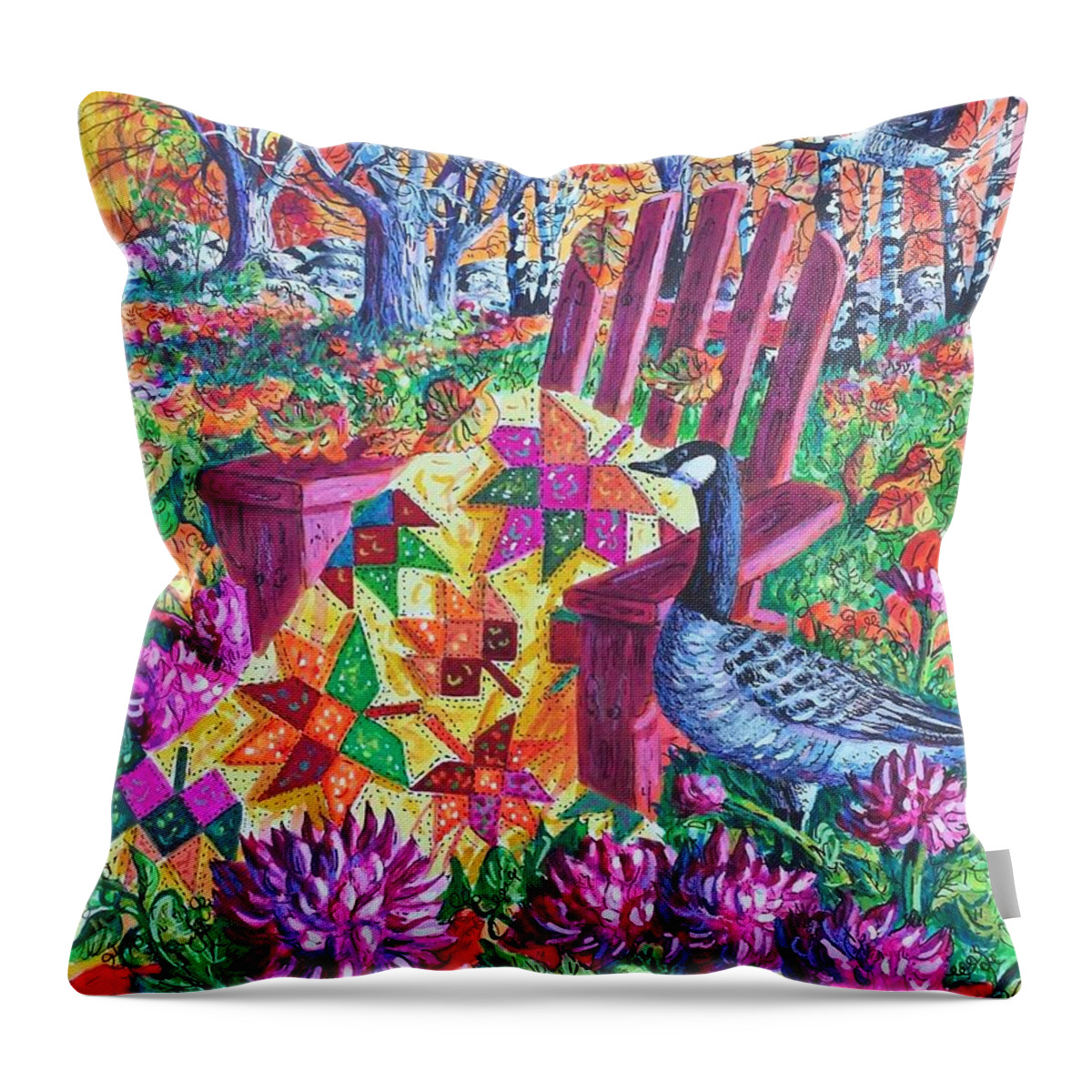 Autumn Throw Pillow featuring the painting November Quilt by Diane Phalen