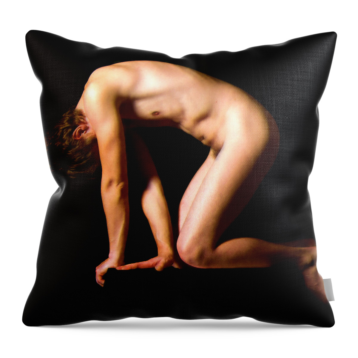 Nude Getting Up Throw Pillow featuring the painting Nude Getting Up by Troy Caperton