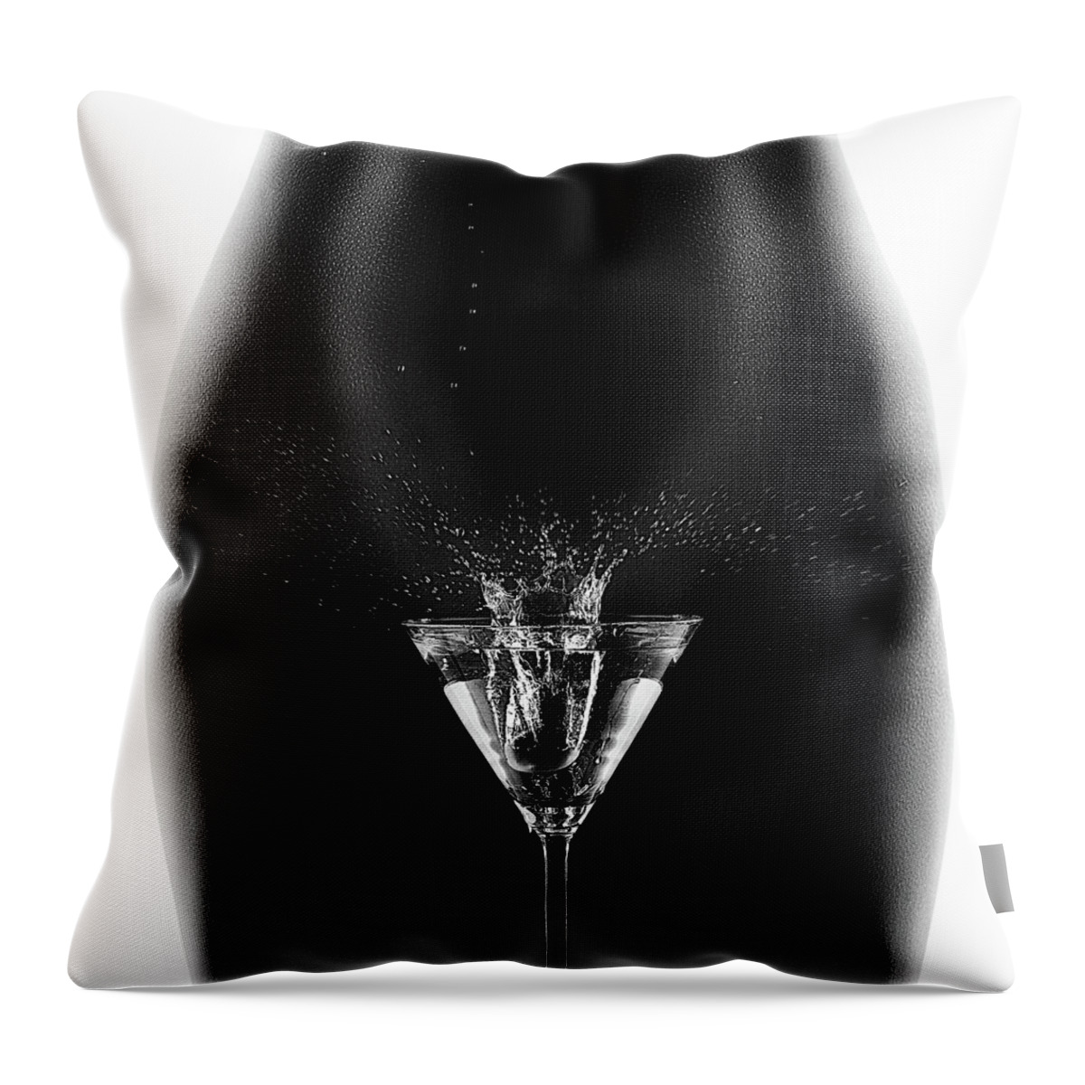 Woman Throw Pillow featuring the photograph Nude woman with martini splash by Johan Swanepoel