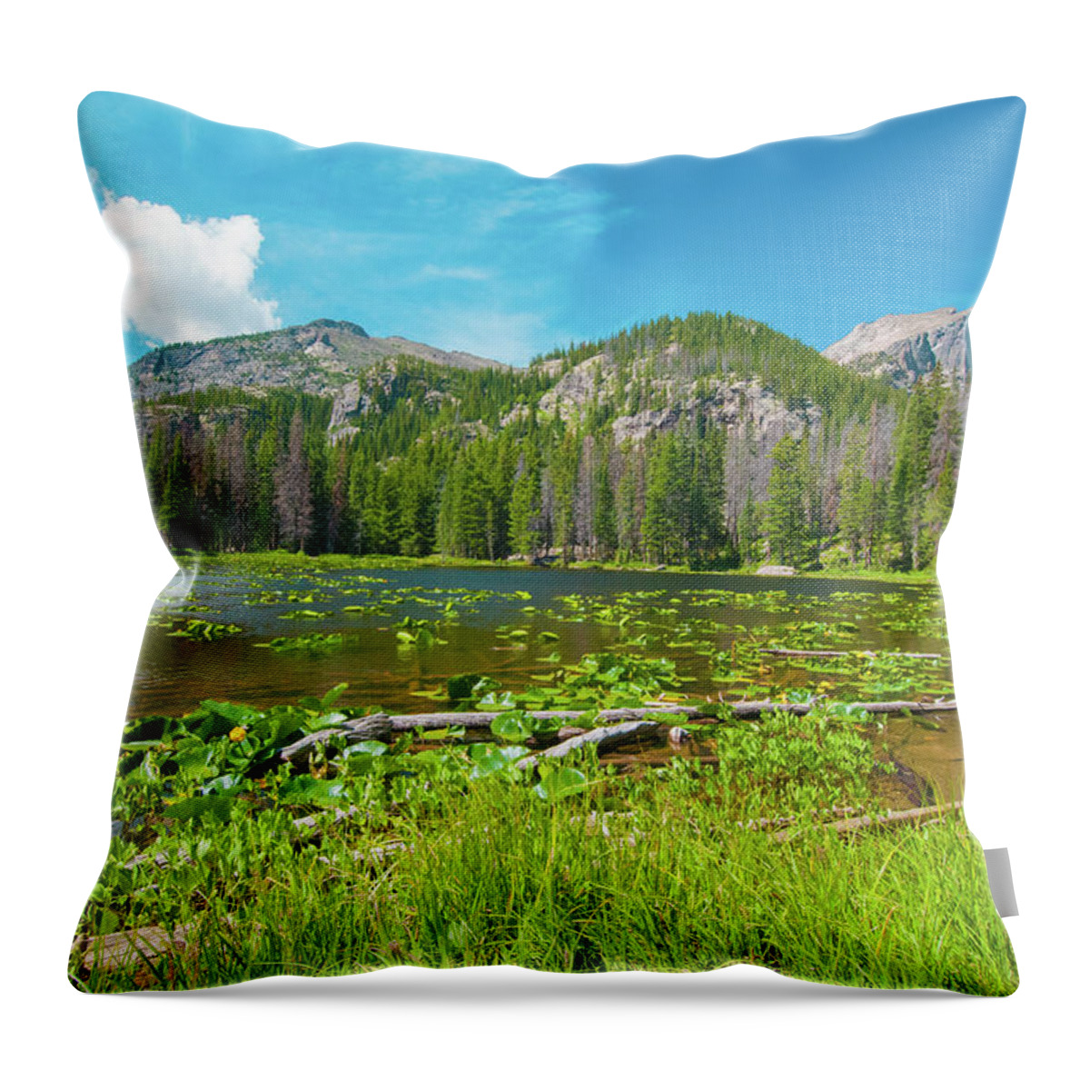 Nymph Lake Throw Pillow featuring the photograph Nymph Lake, Rocky Mountain National Park, Colorado, USA, North America by Tom Potter