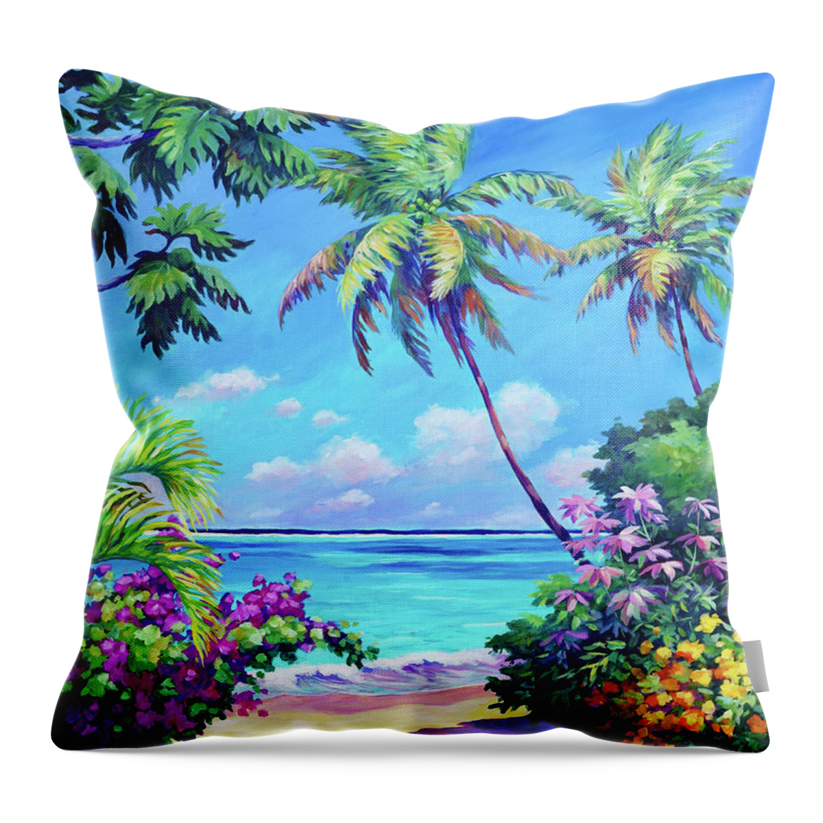 Art Throw Pillow featuring the painting Ocean View with Breadfruit Tree by John Clark