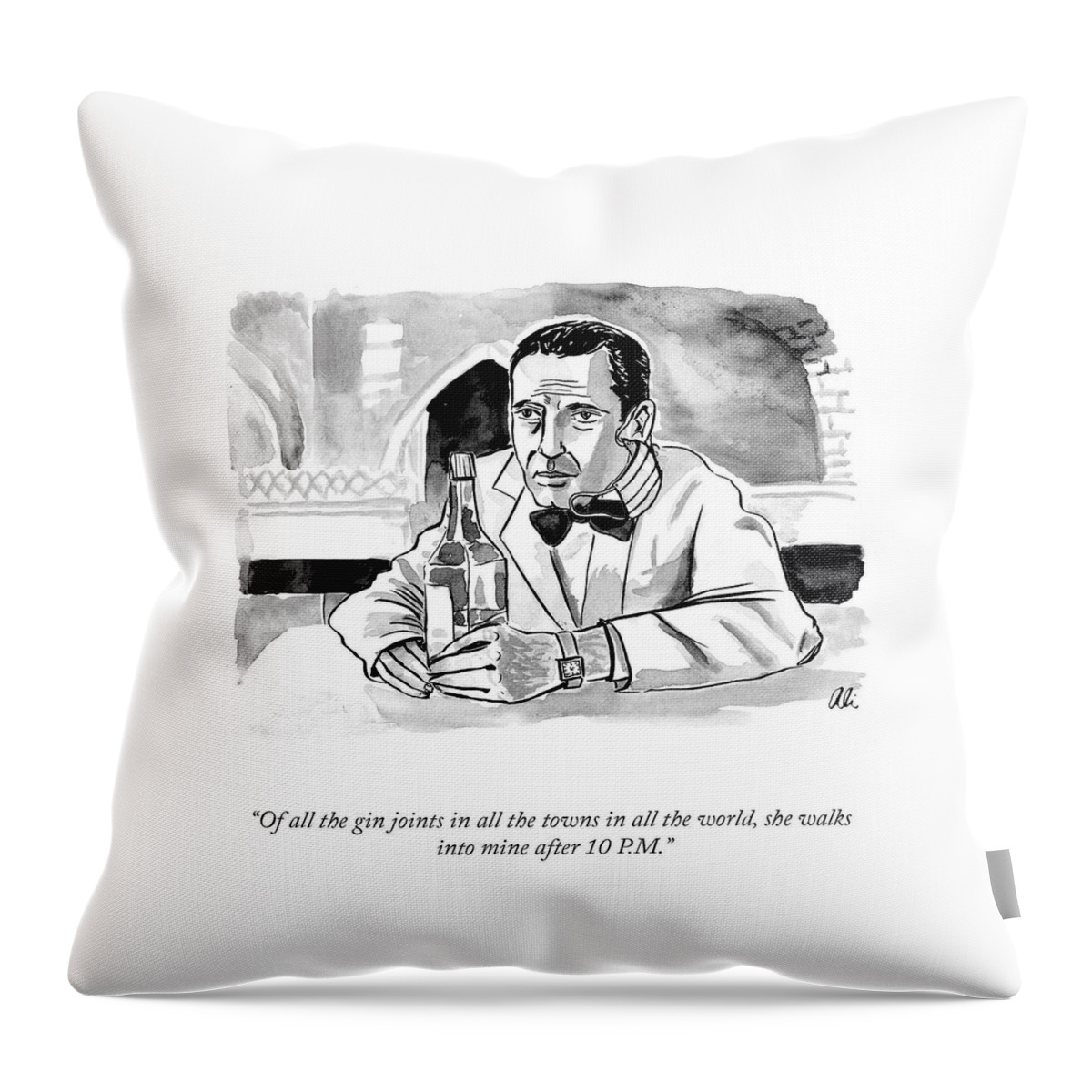 Of All The Gin Joints Throw Pillow