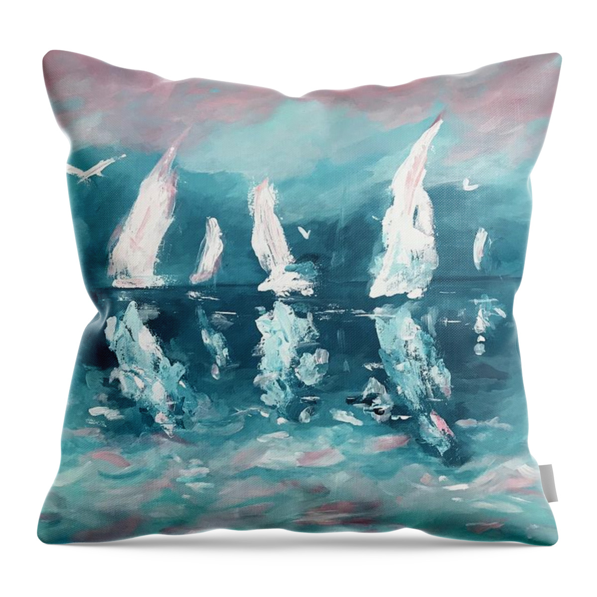 Art Throw Pillow featuring the painting Offshore by Deborah Smith