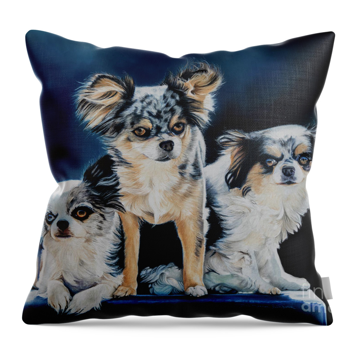 Dogs Throw Pillow featuring the pastel Oh So Sauve by Joni Beinborn