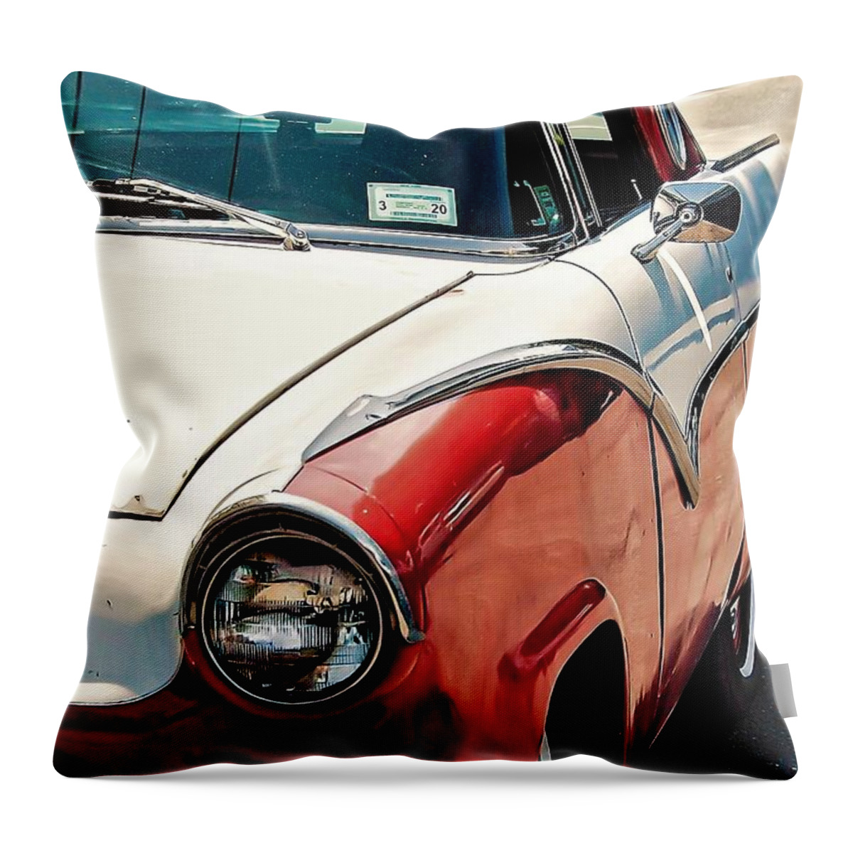 Old Car Red Metal Throw Pillow featuring the photograph Old Car by John Linnemeyer