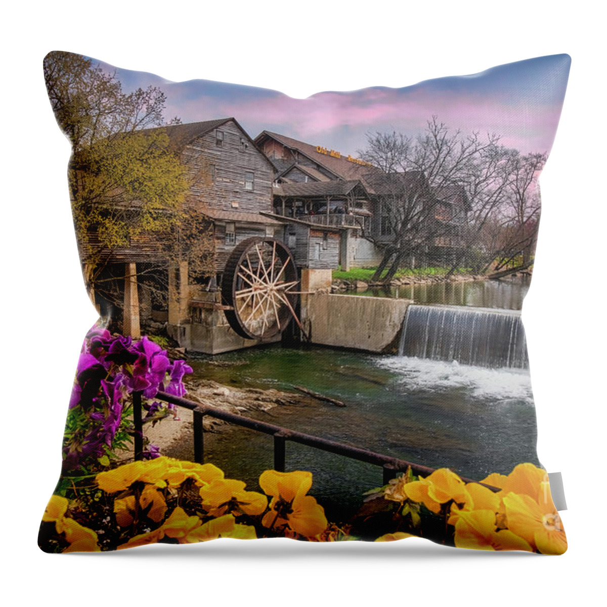 Mill Throw Pillow featuring the photograph Old Mill at Pigeon Forge II by Shelia Hunt