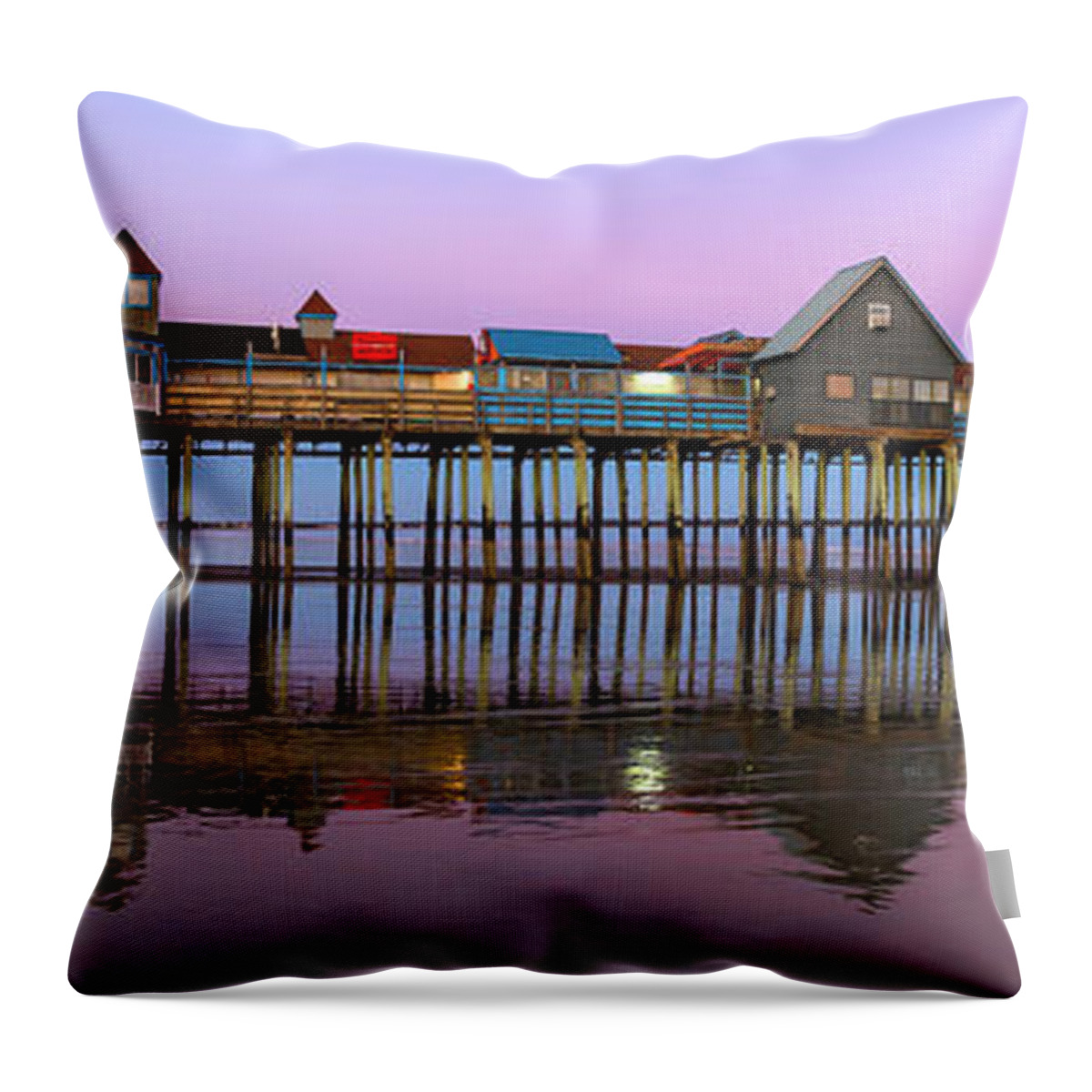 Maine Throw Pillow featuring the photograph Old Orchard Beach Pier by Gary Johnson