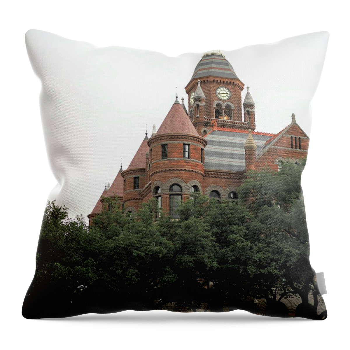 Red Throw Pillow featuring the photograph Old Red Court House 4 by C Winslow Shafer