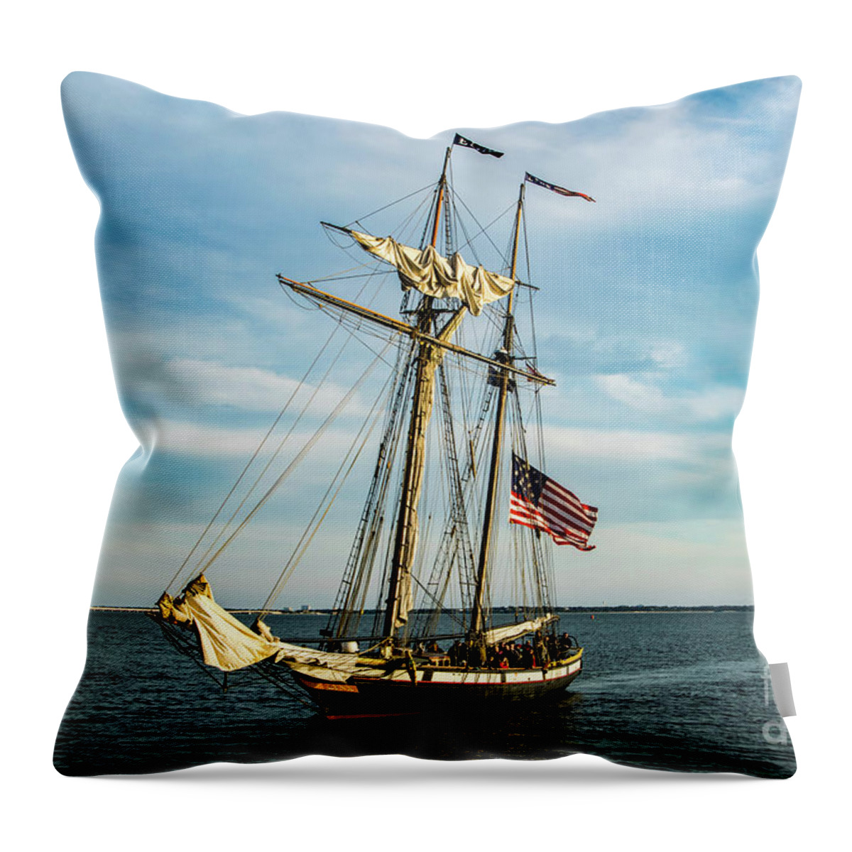 Old Throw Pillow featuring the photograph Old Tall Ship in Pensacola Bay by Beachtown Views