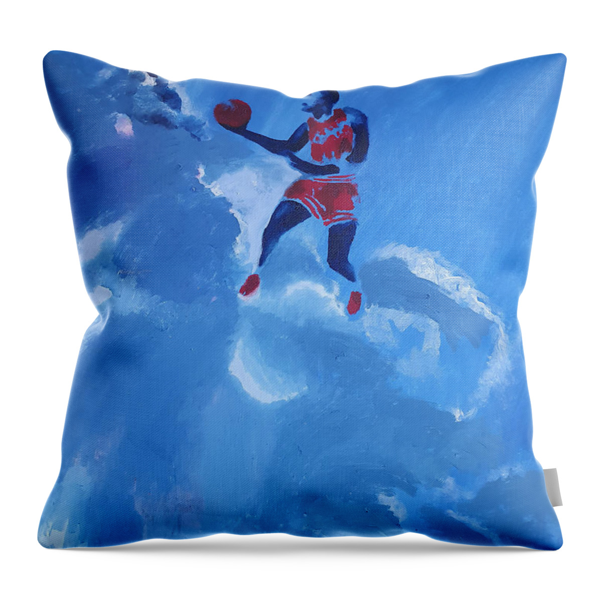 Michael Jordan Throw Pillow featuring the painting Omaggio a Michael Jordan by Enrico Garff
