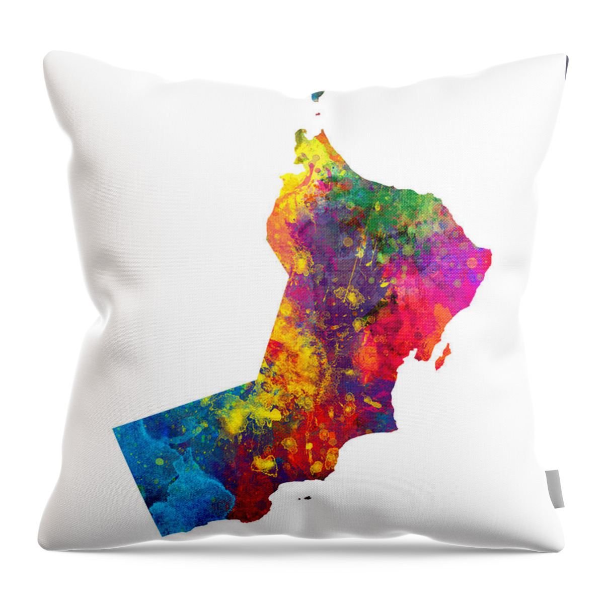 Oman Throw Pillow featuring the digital art Oman Watercolor Map by Michael Tompsett