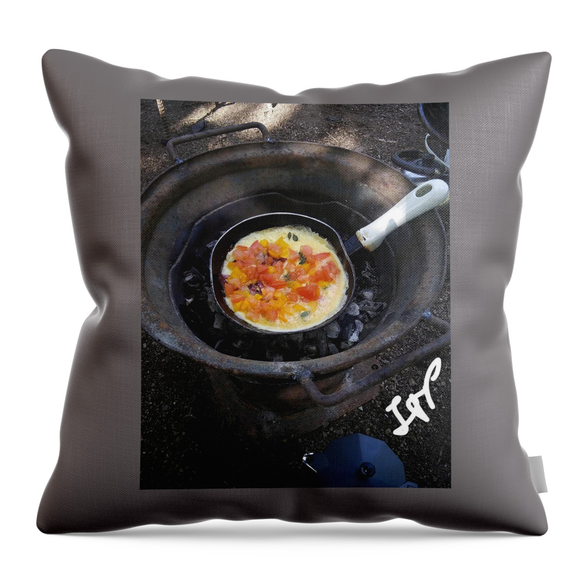 Eggs Throw Pillow featuring the photograph Omelet in a Pan by Esoteric Gardens KN