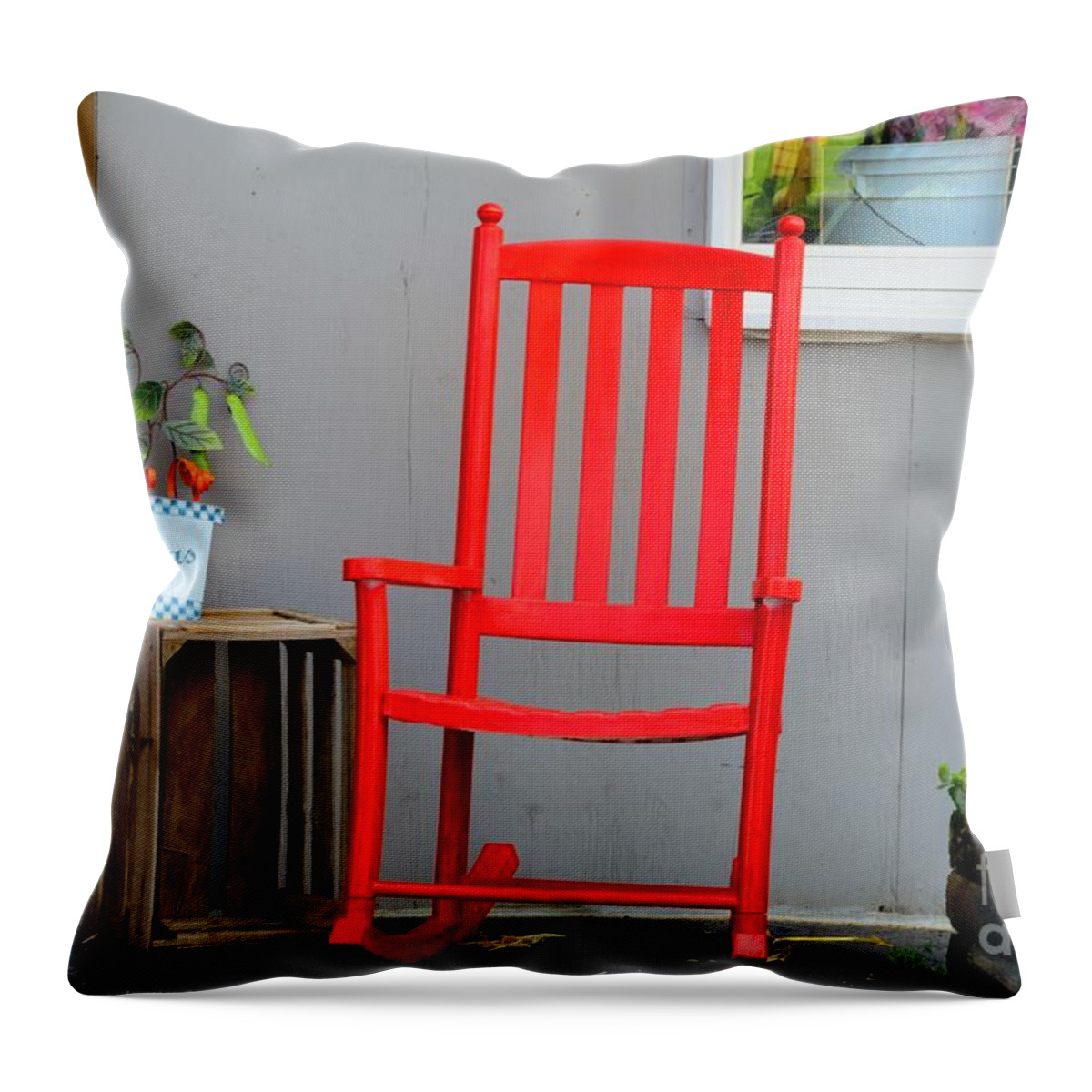 Art Throw Pillow featuring the photograph On the porch by Action