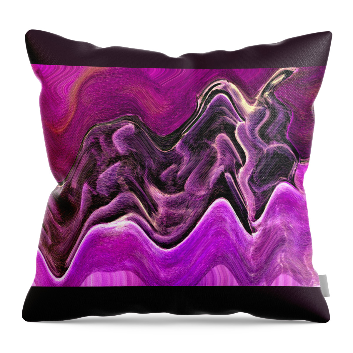 Abstract Throw Pillow featuring the digital art Open Oyster Abstract - Purple by Ronald Mills