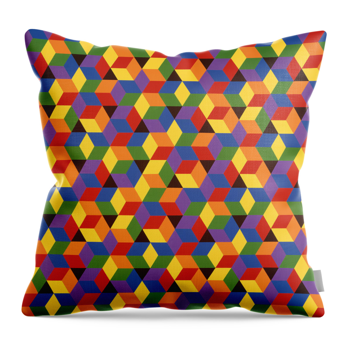 Abstract Throw Pillow featuring the painting Open Hexagonal Lattice I with Square Cropping by Janet Hansen