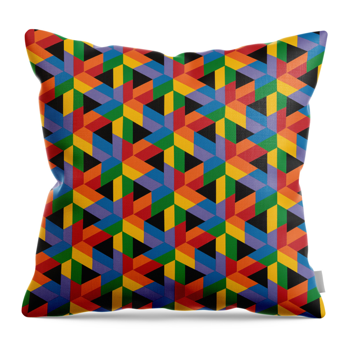 Abstract Throw Pillow featuring the painting Open Hexagonal Lattice II with Square Cropping by Janet Hansen