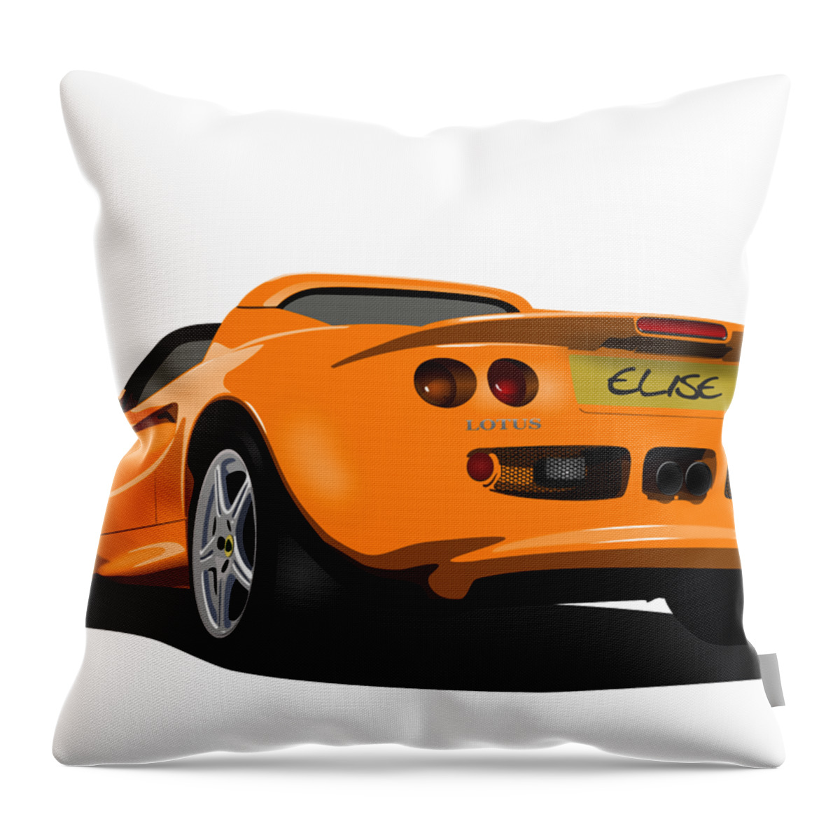 Sports Car Throw Pillow featuring the digital art Orange S1 Series One Elise Classic Sports Car by Moospeed Art
