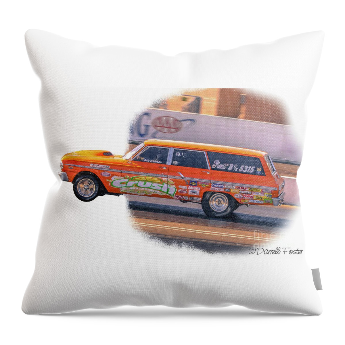 Orange Throw Pillow featuring the drawing Orange leaping out by Darrell Foster