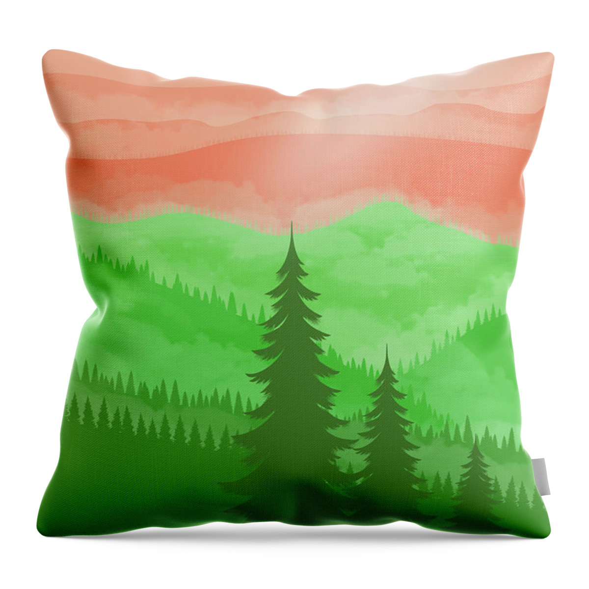 Orange Throw Pillow featuring the digital art Orange Sky Mountain by Sambel Pedes