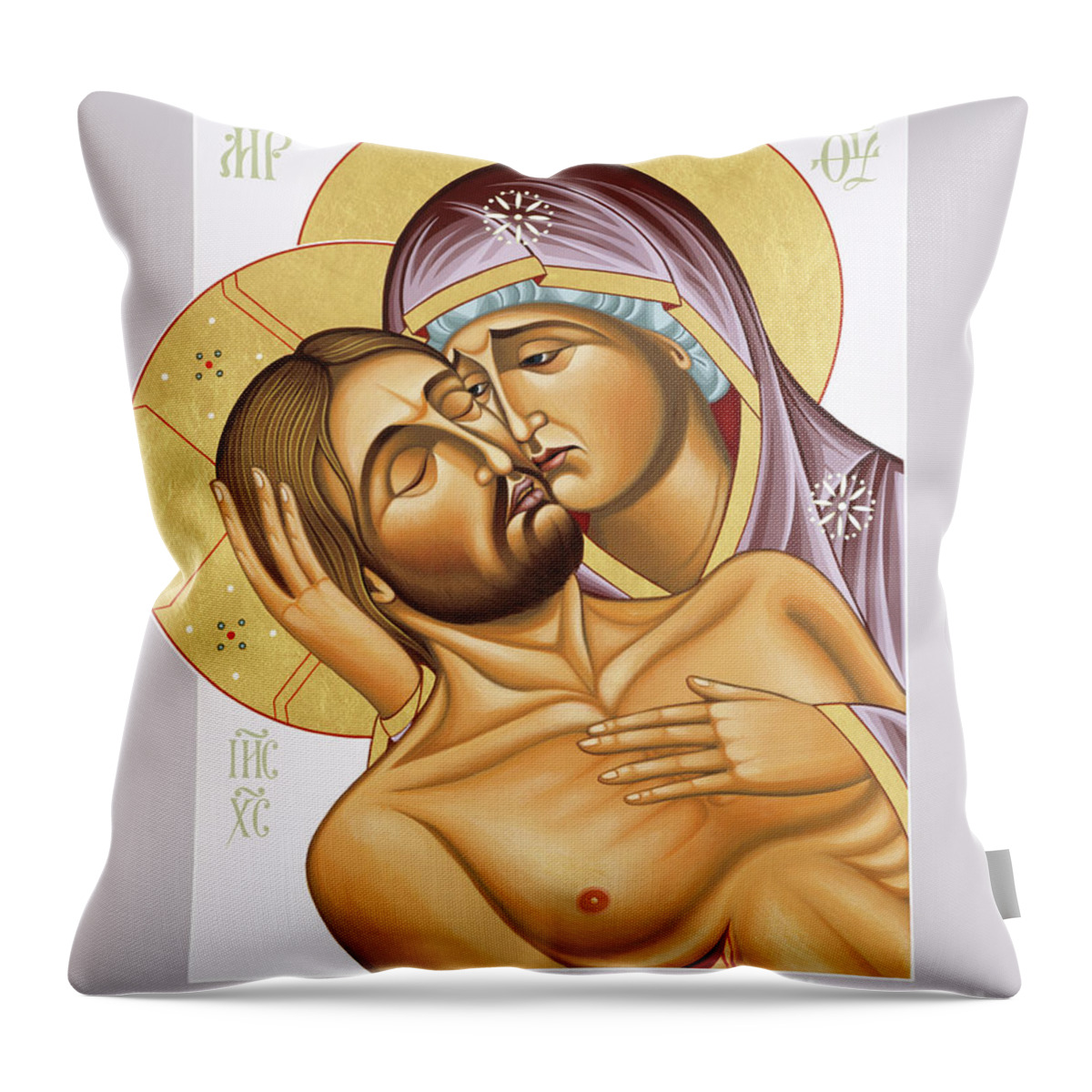 Our Lady Of Magadan Throw Pillow featuring the painting Our Lady of Magadan 056 by William Hart McNichols