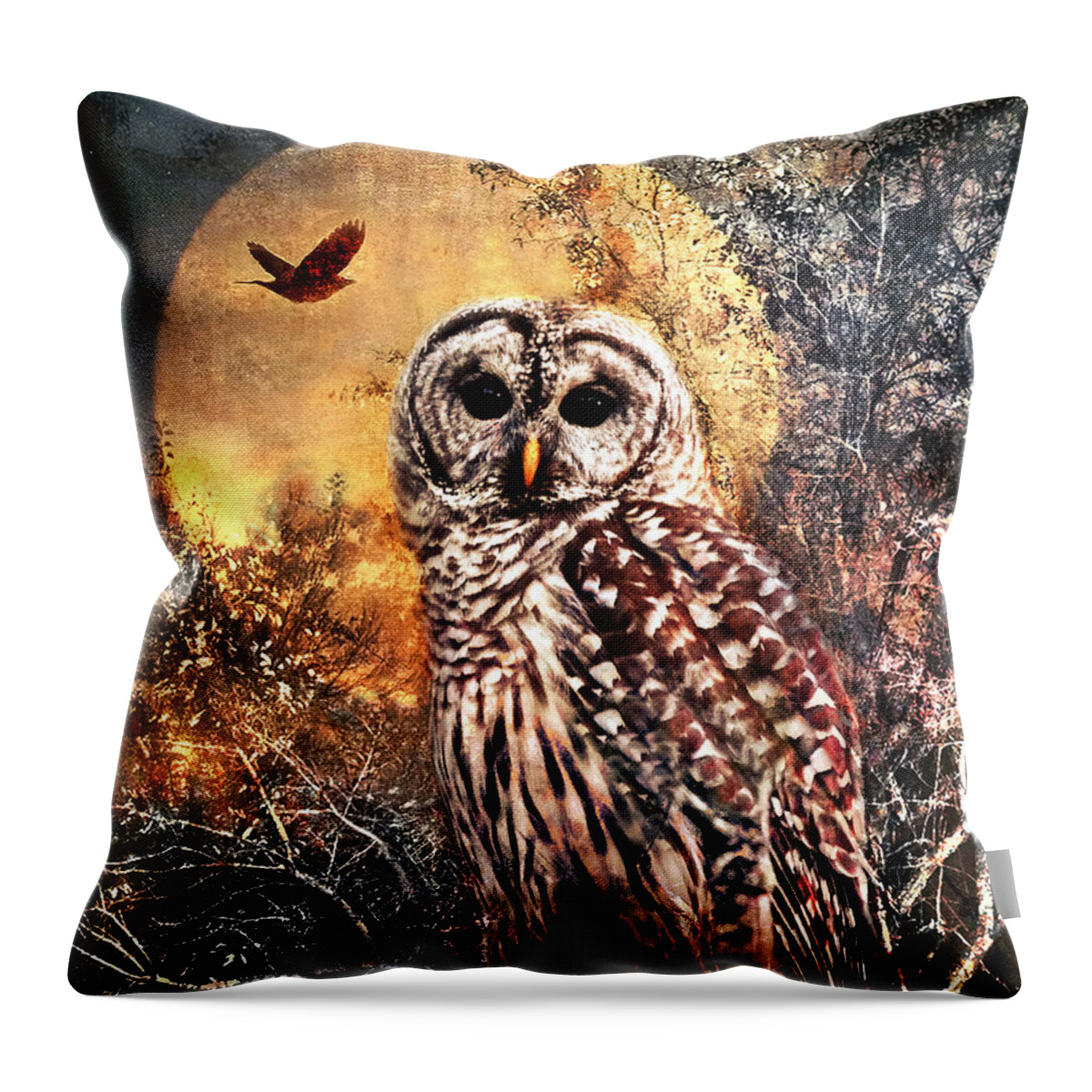 Photography Throw Pillow featuring the photograph Owl in Moonlight by Shara Abel