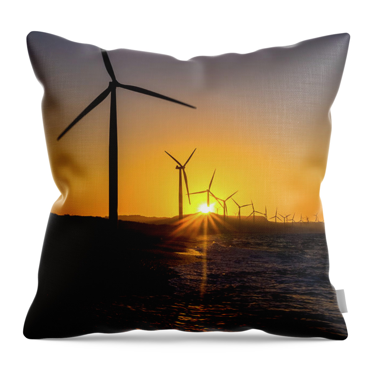 Bangui Throw Pillow featuring the photograph Pagudpod Windmill by Arj Munoz