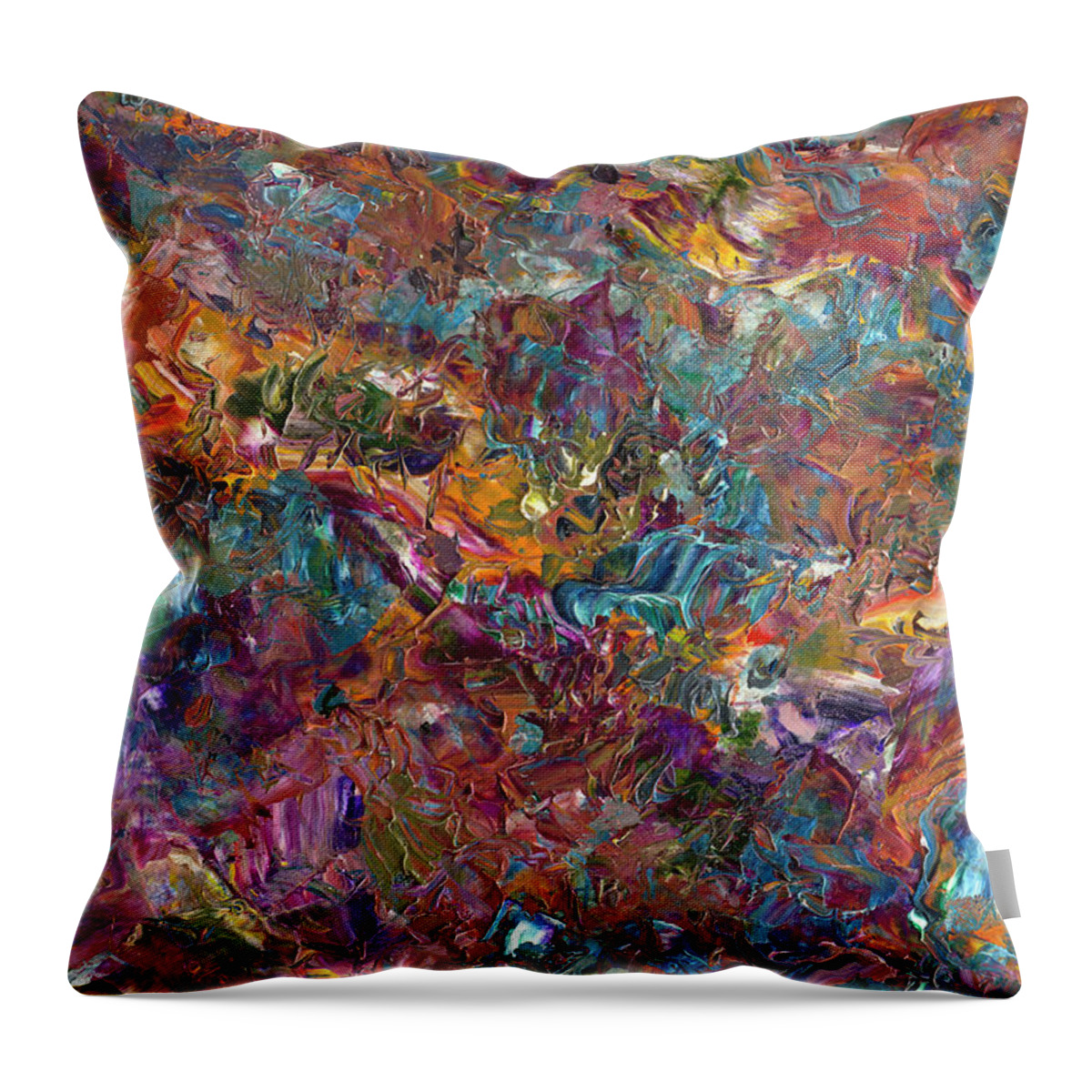 Abstract Throw Pillow featuring the painting Paint number 16 by James W Johnson