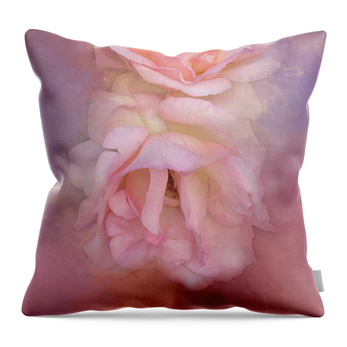 Floral Throw Pillow featuring the photograph Painted Pink Rose Dream by Theresa Tahara