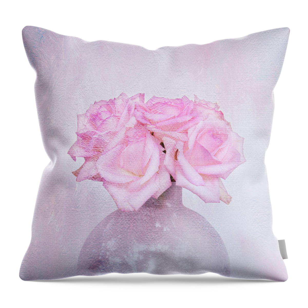 Contemporary Still Life Throw Pillow featuring the photograph Painted Roses by Theresa Tahara