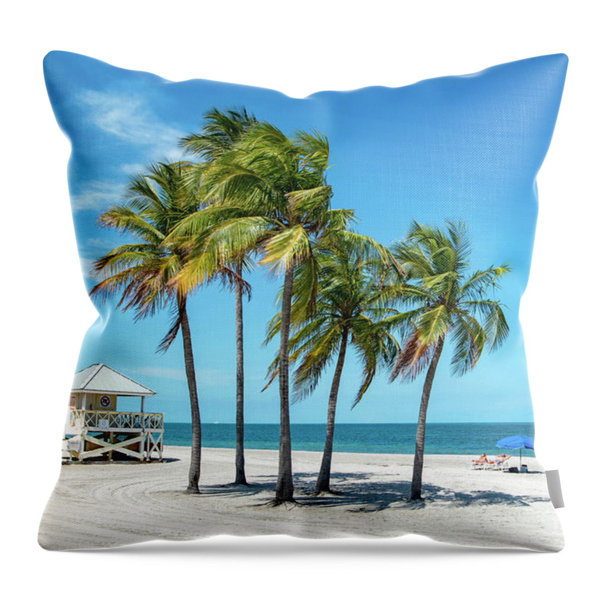 Palm Trees Throw Pillow featuring the photograph Palm Trees on the Beach, Key Biscayne, Florida by Beachtown Views