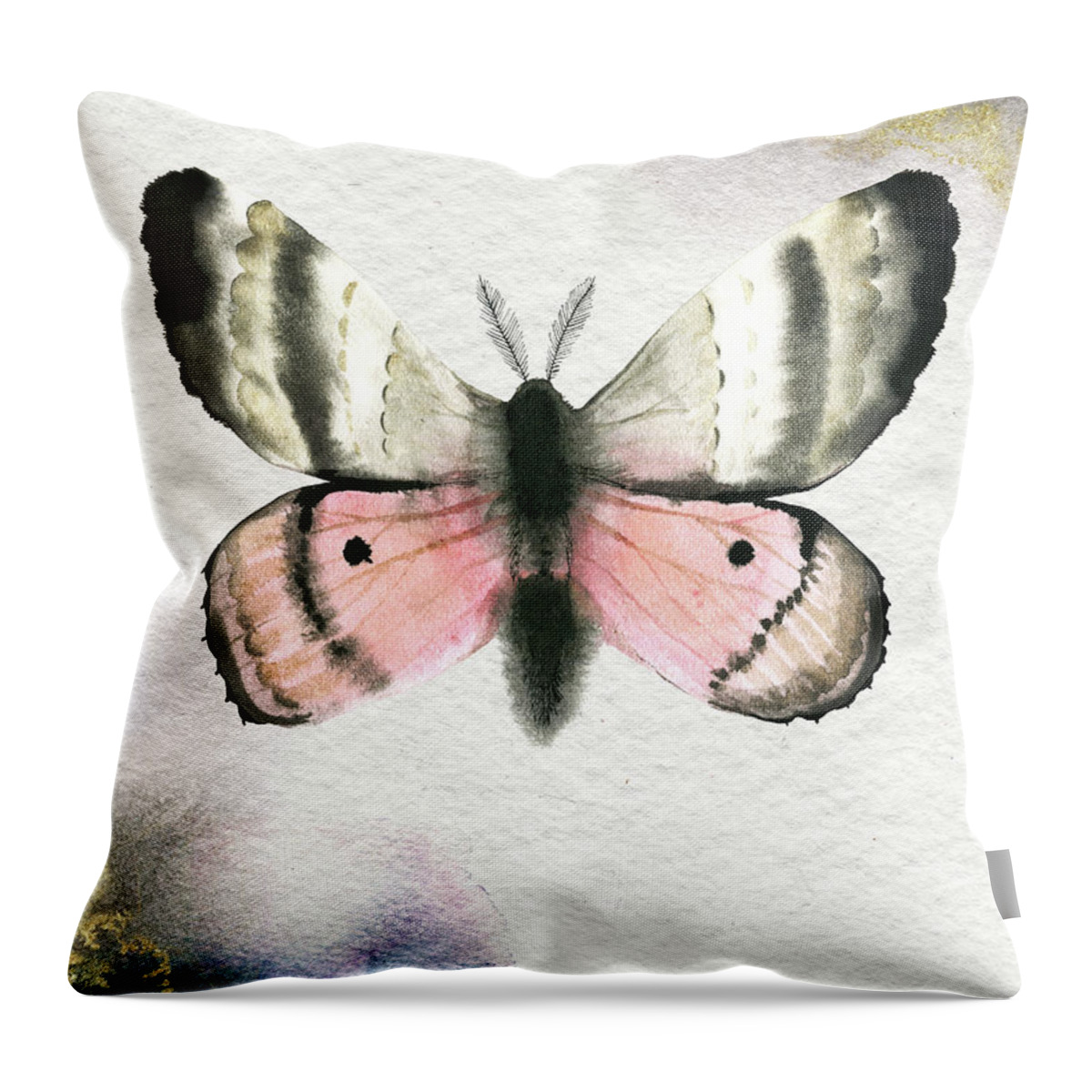 Pandora Moth Throw Pillow featuring the painting Pandora Moth by Garden Of Delights