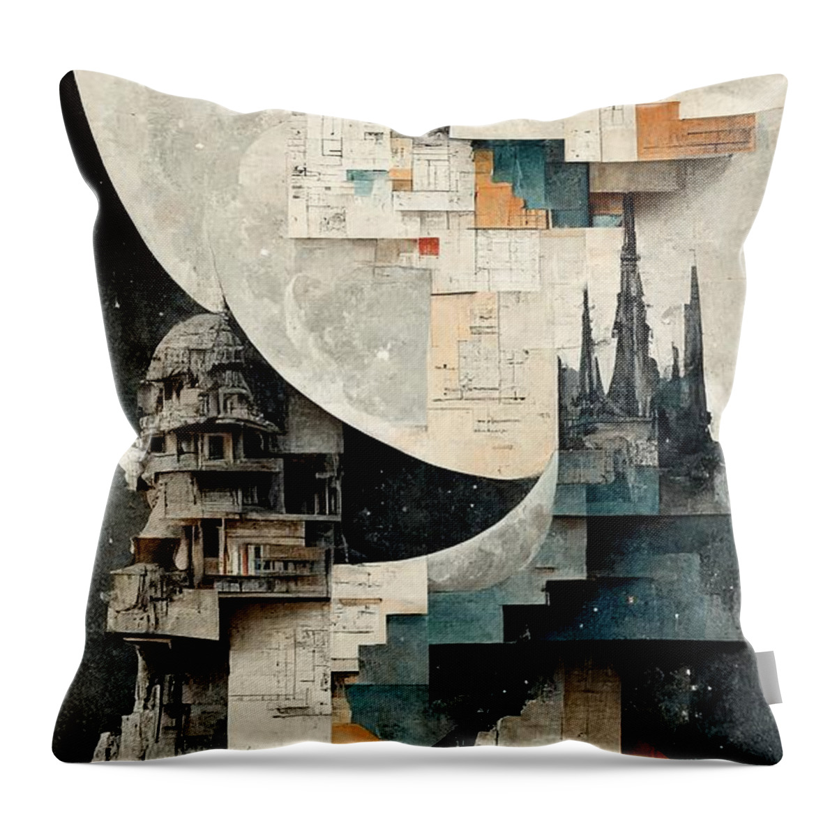 Moon Throw Pillow featuring the digital art Paper Moon by Nickleen Mosher