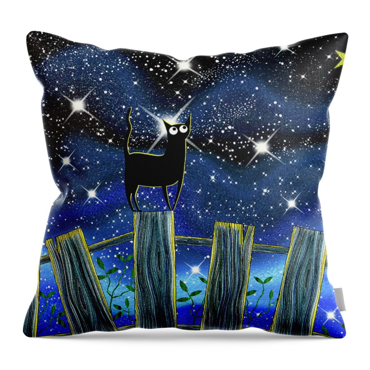 Cat Throw Pillow featuring the mixed media Paper Star by Andrew Hitchen